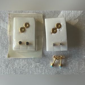(3) Pr. Surgical Steel Ear Piercing Stud Earrings - NEW